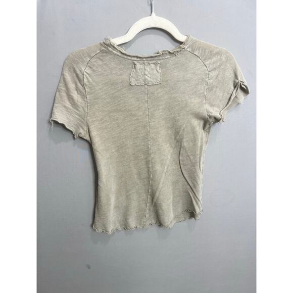 We The Free Green Peasant Baby Tee Sz S Short Sleeve Cotton Cottage - Picture 14 of 14